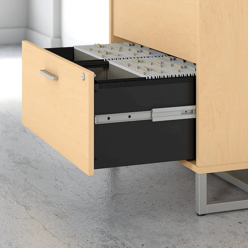 2 Drawer Lateral File Cabinet - Mid Century Modern Design - Full Extension Ball Bearing Slides - Letter Legal Size - Fully Assembled