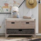 Merax Rustic Storage Bench with Removable Basket and Removable Cushion