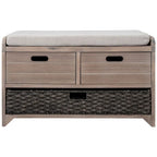 Merax Rustic Storage Bench with Removable Basket and Removable Cushion
