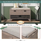 Merax Rustic Storage Bench with Removable Basket and Removable Cushion