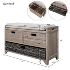Merax Rustic Storage Bench with Removable Basket and Removable Cushion