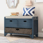 Merax Rustic Storage Bench with Removable Basket and Removable Cushion