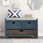 Merax Rustic Storage Bench with Removable Basket and Removable Cushion