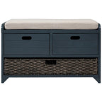 Merax Rustic Storage Bench with Removable Basket and Removable Cushion