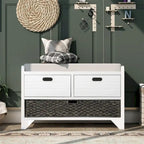 Merax Rustic Storage Bench with Removable Basket and Removable Cushion