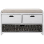 Merax Rustic Storage Bench with Removable Basket and Removable Cushion