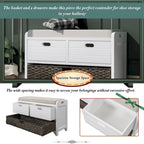 Merax Rustic Storage Bench with Removable Basket and Removable Cushion