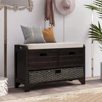 Merax Rustic Storage Bench with Removable Basket and Removable Cushion