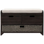 Merax Rustic Storage Bench with Removable Basket and Removable Cushion