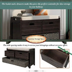 Merax Rustic Storage Bench with Removable Basket and Removable Cushion