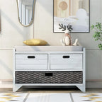 Merax Rustic Storage Bench with Removable Basket and Removable Cushion