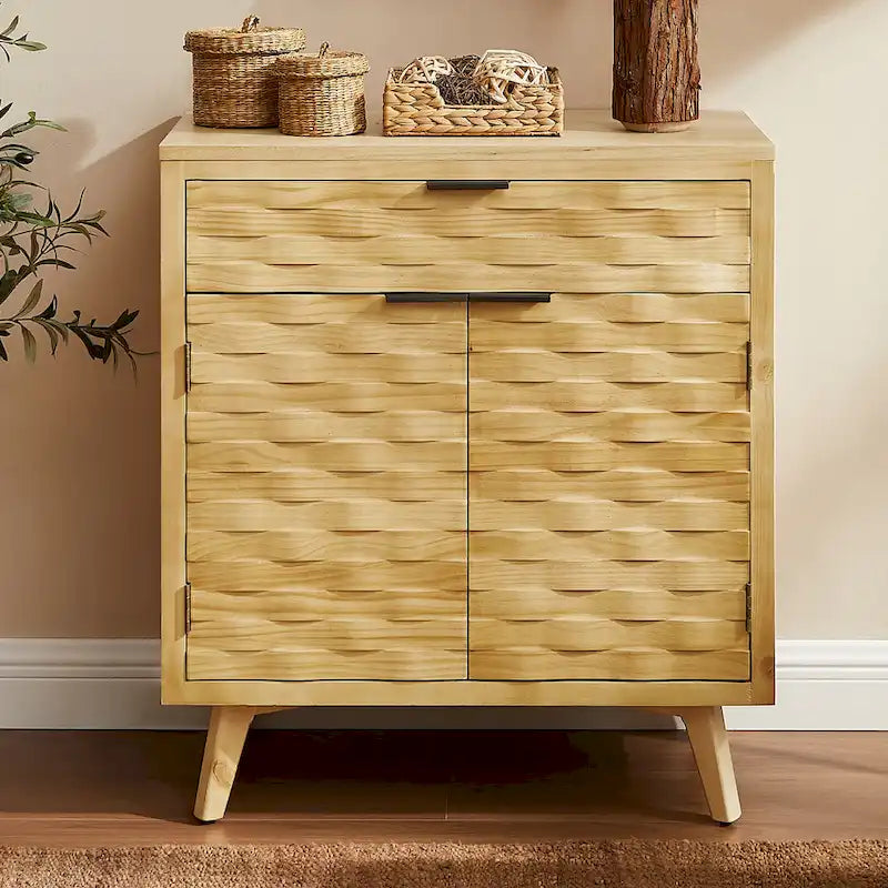 Art Leon Textured Wood Sideboard Cabinet with Storage