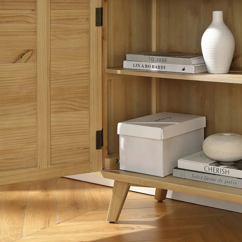 Art Leon Textured Wood Sideboard Cabinet with Storage