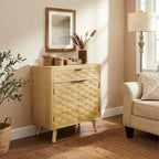 Art Leon Textured Wood Sideboard Cabinet with Storage