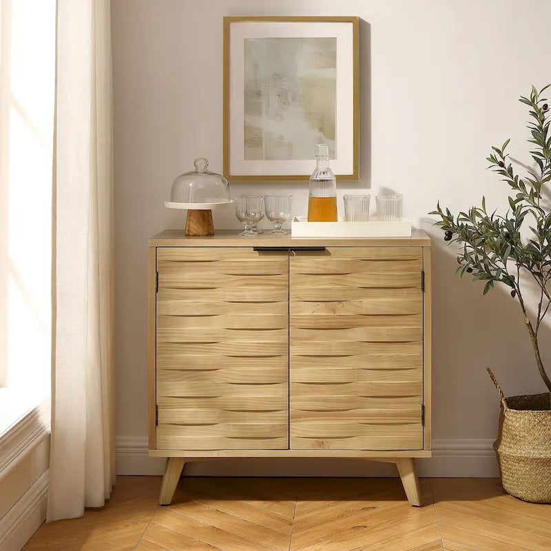 Art Leon Textured Wood Sideboard Cabinet with Storage