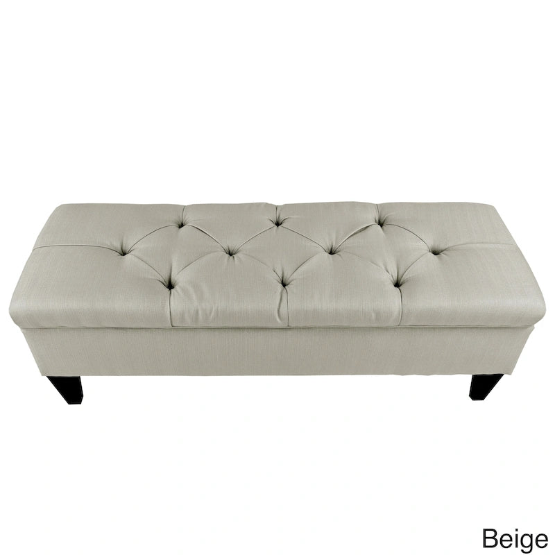 Brooke Diamond Tufted Upholstered Long Storage Bench Ottoman