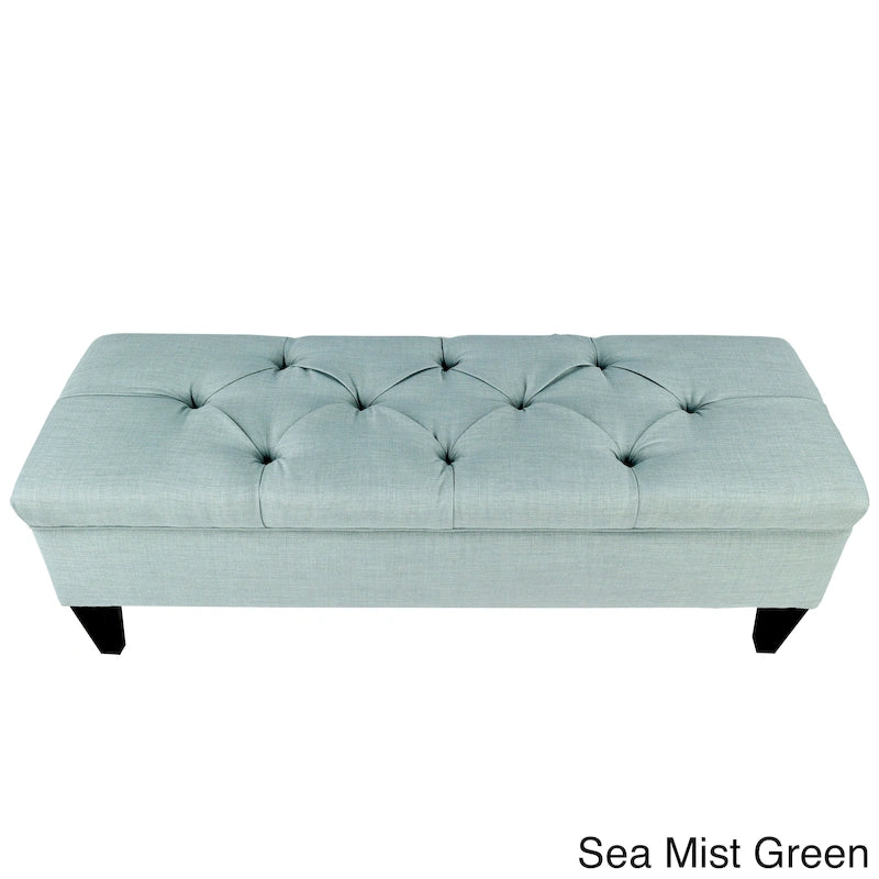 Brooke Diamond Tufted Upholstered Long Storage Bench Ottoman