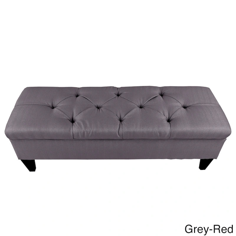 Brooke Diamond Tufted Upholstered Long Storage Bench Ottoman