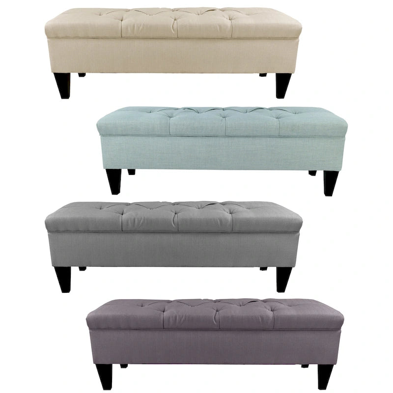 Brooke Diamond Tufted Upholstered Long Storage Bench Ottoman