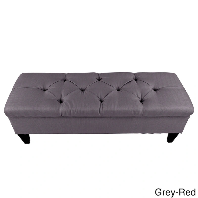 Brooke Diamond Tufted Upholstered Long Storage Bench Ottoman