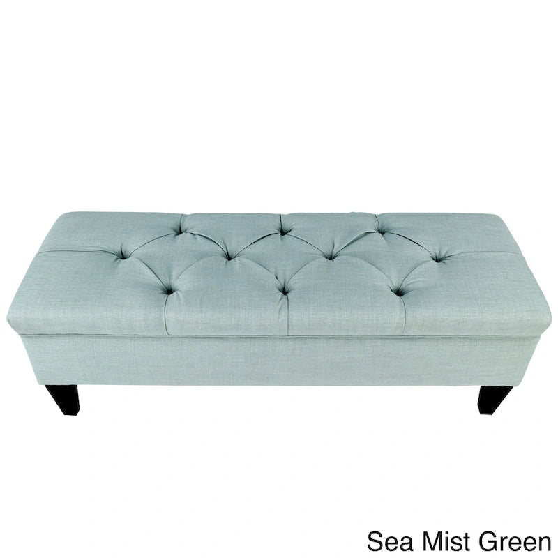 Brooke Diamond Tufted Upholstered Long Storage Bench Ottoman
