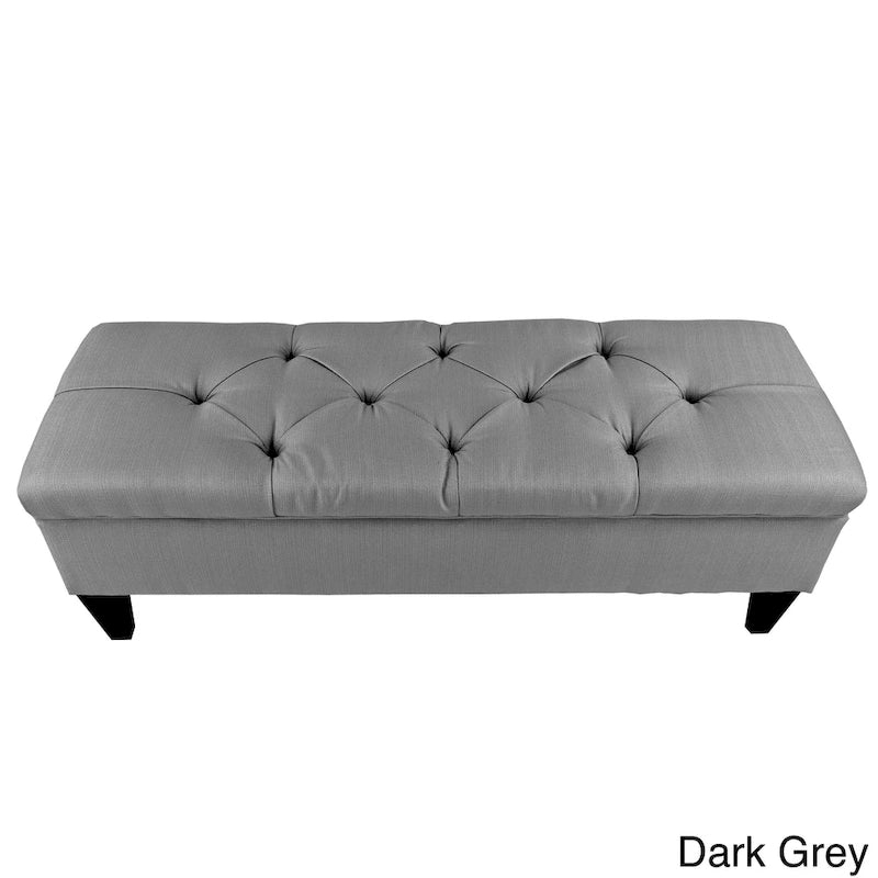 Brooke Diamond Tufted Upholstered Long Storage Bench Ottoman