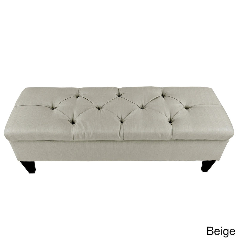 Brooke Diamond Tufted Upholstered Long Storage Bench Ottoman