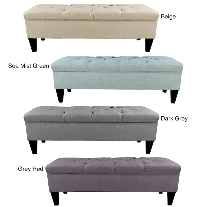 Brooke Diamond Tufted Upholstered Long Storage Bench Ottoman