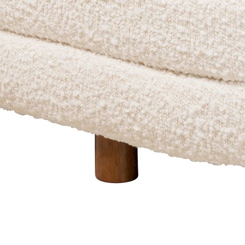 Betiana Modern Japandi Cream Boucle Fabric and Walnut Brown Finished Wood Storage Bench