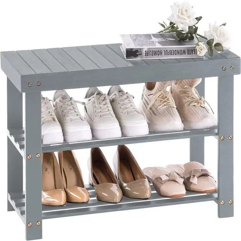 3-Tier Shoe Rack Bench - 11 D x 27.6 W x 17.7 H