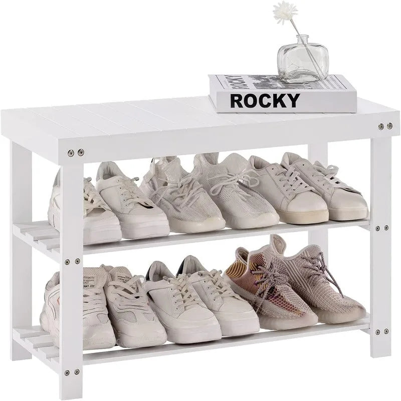 3-Tier Shoe Rack Bench - 11 D x 27.6 W x 17.7 H