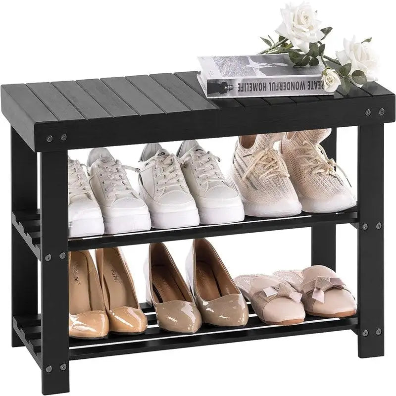 3-Tier Shoe Rack Bench - 11 D x 27.6 W x 17.7 H