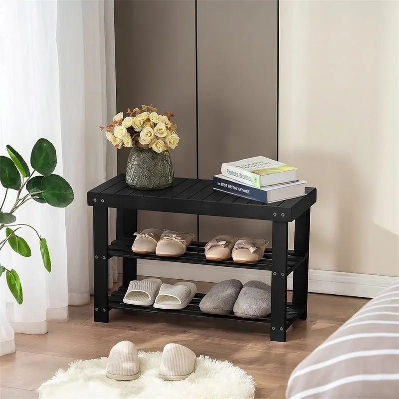 3-Tier Shoe Rack Bench - 11 D x 27.6 W x 17.7 H