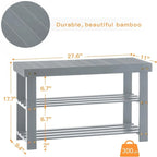 3-Tier Shoe Rack Bench - 11 D x 27.6 W x 17.7 H