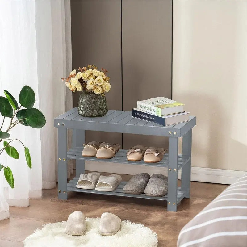 3-Tier Shoe Rack Bench - 11 D x 27.6 W x 17.7 H