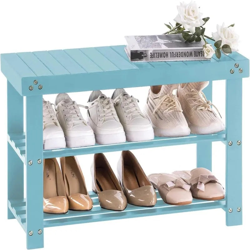 3-Tier Shoe Rack Bench - 11 D x 27.6 W x 17.7 H