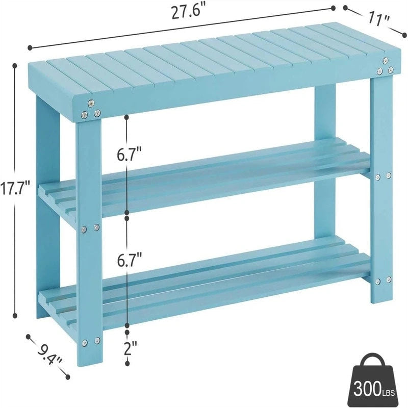 3-Tier Shoe Rack Bench - 11 D x 27.6 W x 17.7 H