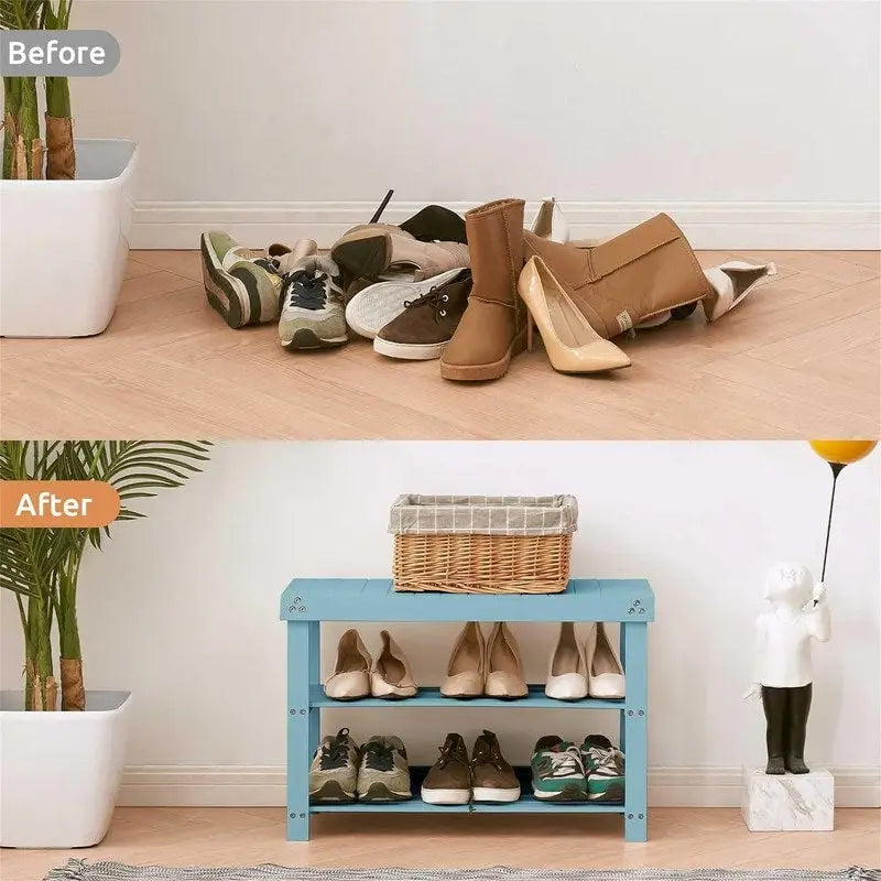 3-Tier Shoe Rack Bench - 11 D x 27.6 W x 17.7 H