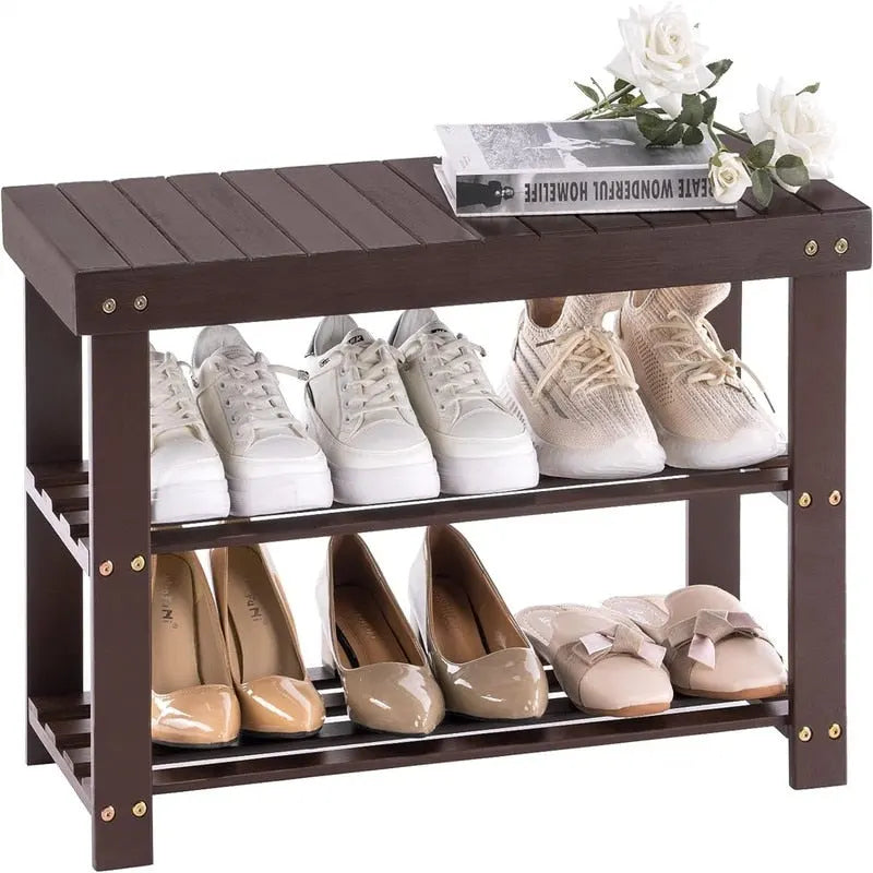 3-Tier Shoe Rack Bench - 11 D x 27.6 W x 17.7 H