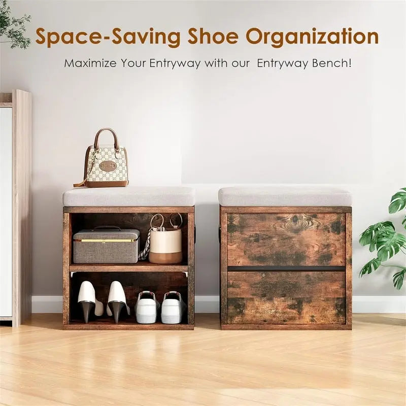 Shoe Bench for Entryway - 15 D x 11 W x 16 H