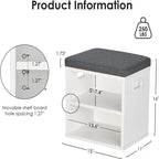 Shoe Bench for Entryway - 15 D x 11 W x 16 H