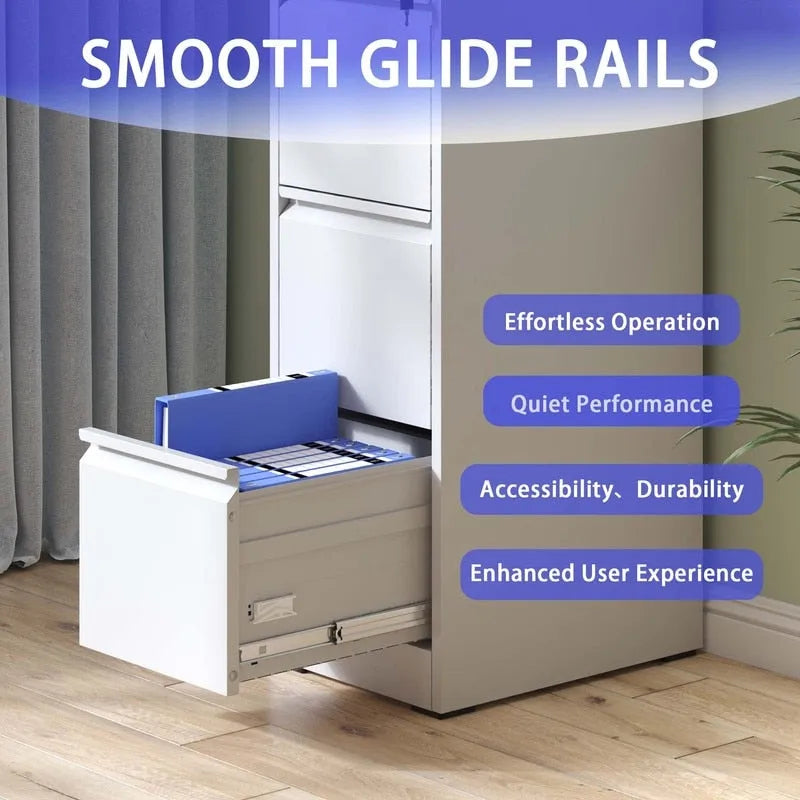 4 Drawer Metal Vertical Filing Cabinet with Lock,A4 Legal/Letter Size