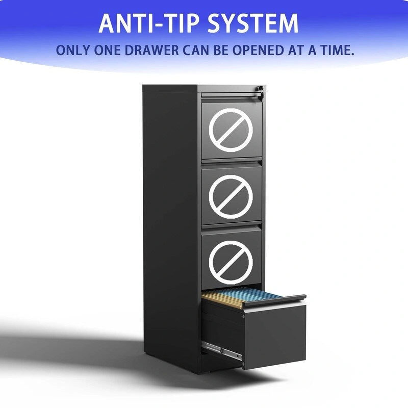 4 Drawer Metal Vertical Filing Cabinet with Lock,A4 Legal/Letter Size