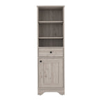 Alaskan Linen Cabinet with Drawer, 3 Open Shelves & Single Door - Light Oak White/Gray - 17.3"W x 18.8"D x 55.7"H