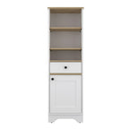 Alaskan Linen Cabinet with Drawer, 3 Open Shelves & Single Door - Light Oak White/Gray - 17.3"W x 18.8"D x 55.7"H