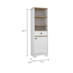 Alaskan Linen Cabinet with Drawer, 3 Open Shelves & Single Door - Light Oak White/Gray - 17.3"W x 18.8"D x 55.7"H