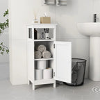 White Bathroom Floor Cabinet with Single Door, Freestanding Cupboard, Storage Organizer