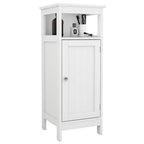 White Bathroom Floor Cabinet with Single Door, Freestanding Cupboard, Storage Organizer