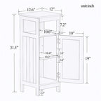 White Bathroom Floor Cabinet with Single Door, Freestanding Cupboard, Storage Organizer