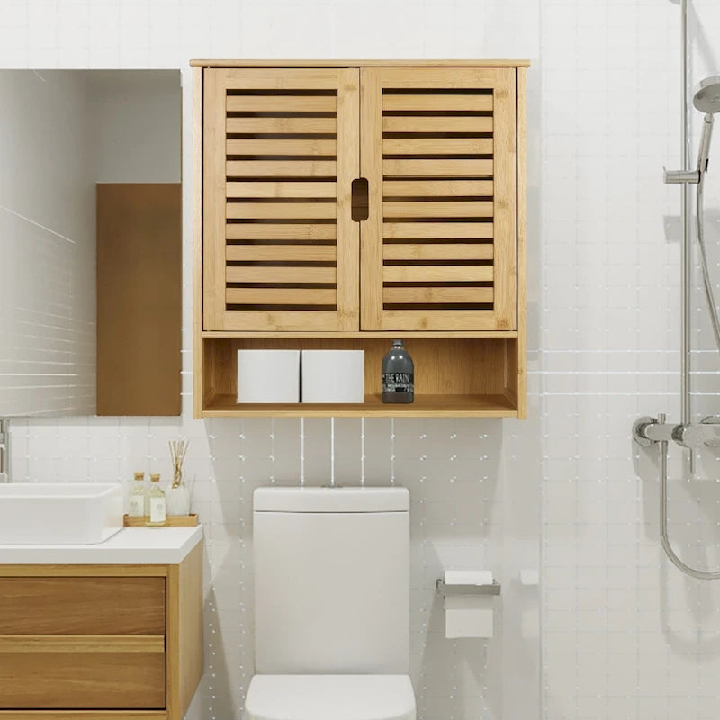 Bathroom Wall Cabinet Storage Organizer with Adjustable Shelf Double Door